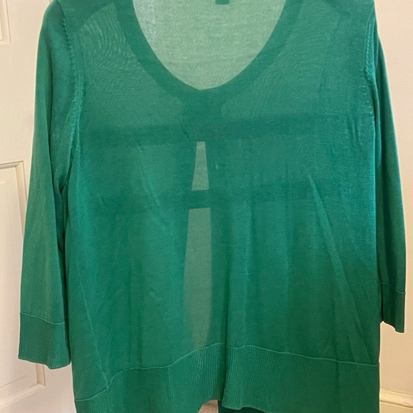 Green sweater with striped top. - Picture 2 of 5